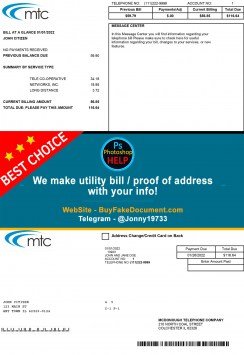 Illinois MTC Sample Fake utility bill